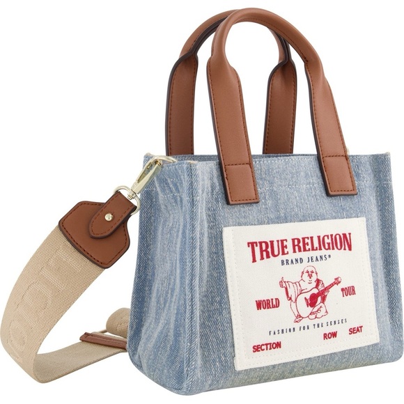 True Religion Mini Canvas Denim Tote Bag - Picture 2 of 13